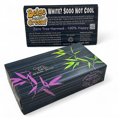 Green Earth 100% Bamboo Facial Tissues 100's - 2 ply - 100 sheets per box. 48 boxes per carton (Copy)